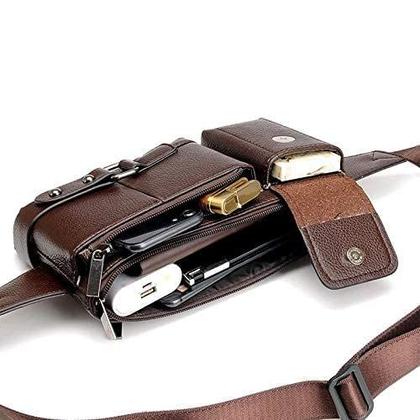 Imagem de Mochila de Ombro Masculina de Couro Bestsent - Sling Bag