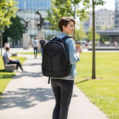 Imagem de Mochila De Poliéster Para Notebook Com Cabo De Aço Preta
