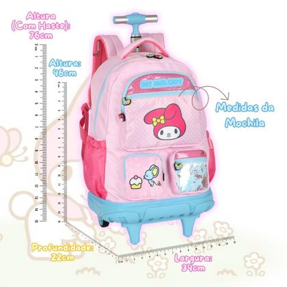 Mochila de Rodas My Melody Hello Kitty Meninas Escolar Kids