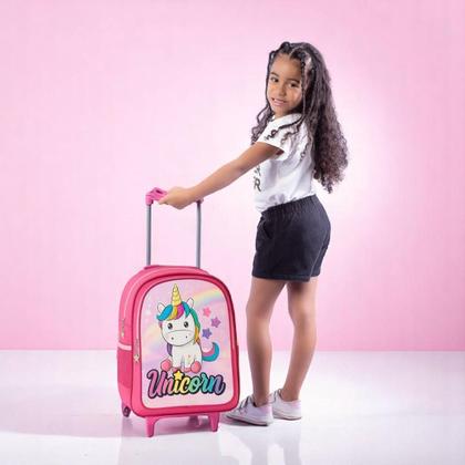 Imagem de Mochila de Rodinha escolar Infantil feminina Grande - Rodinhas de Gel