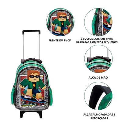 Imagem de Mochila De Rodinhas 2 em 1 Escolar Infantil Gamecraft Skate