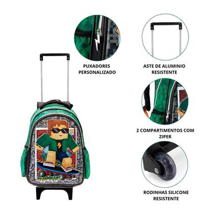 Imagem de Mochila De Rodinhas 2 em 1 Escolar Infantil Gamecraft Skate