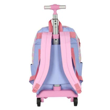 Imagem de Mochila de Rodinhas Com Alça Luxcel Stitch Flores Rosa
