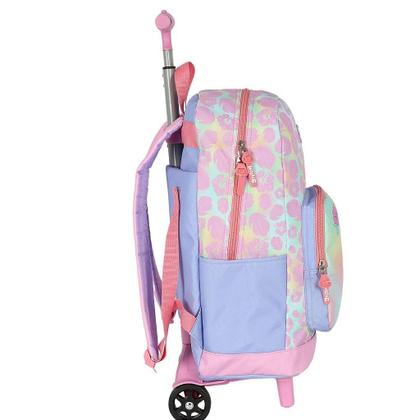 Imagem de Mochila de Rodinhas Com Alça Luxcel Stitch Flores Rosa