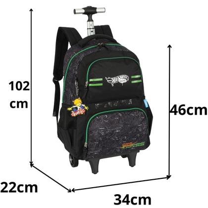 Imagem de Mochila de Rodinhas Escolar Juvenil Hot Wheels VERDE