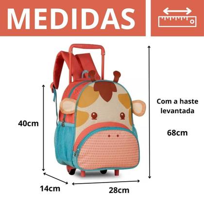 Imagem de Mochila De Rodinhas Girafa Girafinha 15'' Infantil Pets Zoo Oficial - Super Resistente - Clio