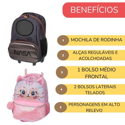 Imagem de Mochila de Rodinhas Infantil Escolar Bolsa Pack Me Premium