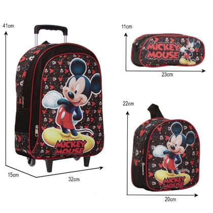 Imagem de Mochila de Rodinhas Menino Mickey Mouse + Lancheira + Estojo