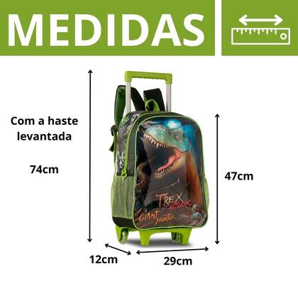 Imagem de Mochila De Rodinhas T-Rex C/ Lancheira Térmica E Estojo - Dino Dinossauro - Escolar Infantil  - Clio