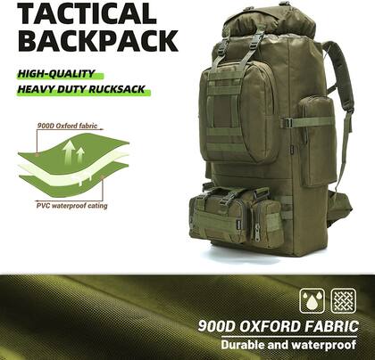 Imagem de Mochila de Senderismo y Camping HongXingHai 100L Impermeable Verde Ejército