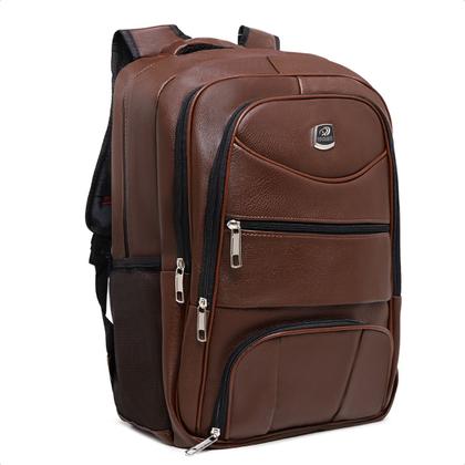 Imagem de Mochila De Viagem Masculina Couro Reforçada Espaçosa Escolar