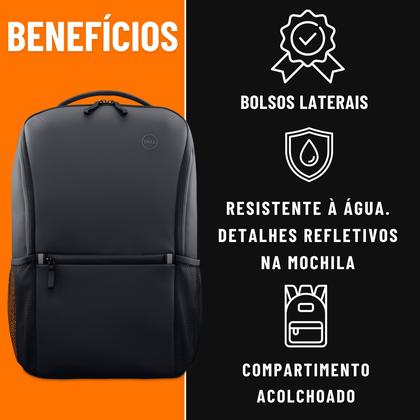 Imagem de Mochila Dell EcoLoop Essential CP3724 na Cor Preta com Capacidade para Notebook de até 15,6 polegadas