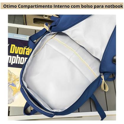 Imagem de Mochila e Costas Bolsa Escolar Reforçada Prova da Água Prática Faculdade Notebook Preta Feminina Grande Alça Ajustável