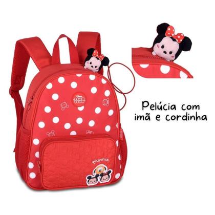 Imagem de Mochila Escola Creche Passeio Infantil Pequena Tsum Tsum Disney Minnie Oficial Vermelha