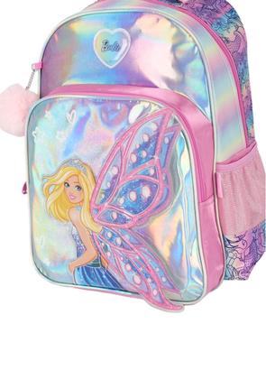 Imagem de Mochila Escolar Alça Barbie Fada Holográfico Rosa - Luxcel