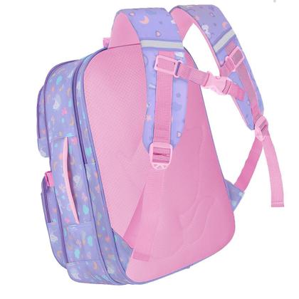 Imagem de Mochila Escolar Bolsa Colorida Arco-Iris Grande Moda Lilás