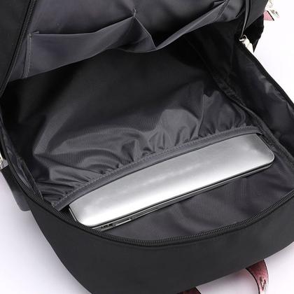 Imagem de Mochila Escolar Com Porta Usb À Prova D'água Estilo Kawai Juvenil Coreano com Chaveiro Pelúcia