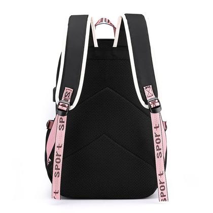 Imagem de Mochila Escolar Com Porta Usb À Prova D'água Estilo Kawai Juvenil Coreano com Chaveiro Pelúcia