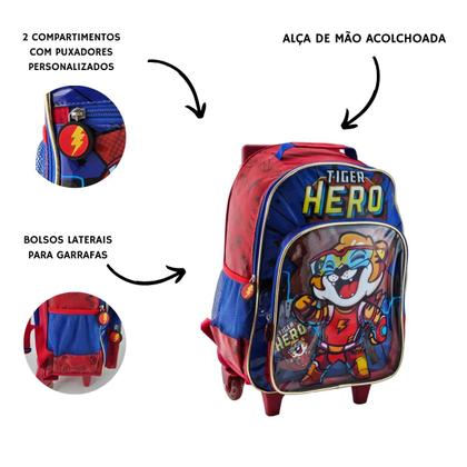 Mochila Escolar com rodas Tiger Hero - Denlex Modas e acessorios LTDA Imagem de Mochila Escolar com rodas Tiger Hero