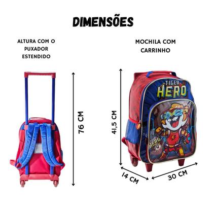 Mochila Escolar com rodas Tiger Hero - Denlex Modas e acessorios LTDA Imagem de Mochila Escolar com rodas Tiger Hero