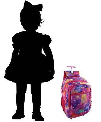 Imagem de Mochila Escolar com Rodinhas Menina Bolsa Infantil Lancheira térmica e Estojo Grande