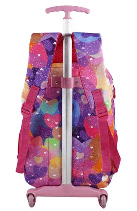Imagem de Mochila Escolar com Rodinhas Menina Bolsa Infantil Lancheira térmica e Estojo Grande