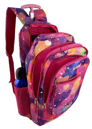 Imagem de Mochila Escolar com Rodinhas Menina Bolsa Infantil Lancheira térmica e Estojo Grande