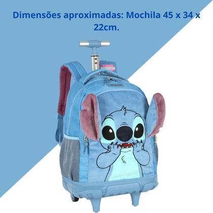 Imagem de Mochila Escolar Com Rodinhas Stitch Azul