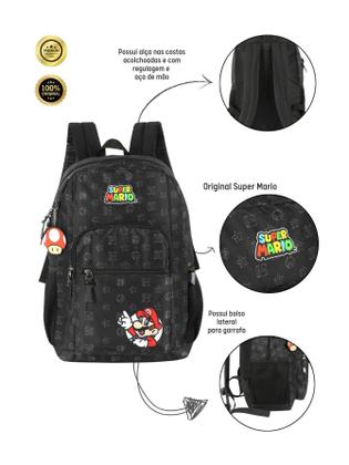 Imagem de Mochila Escolar Costas Juvenil Super Mario Ms47570 - Preto