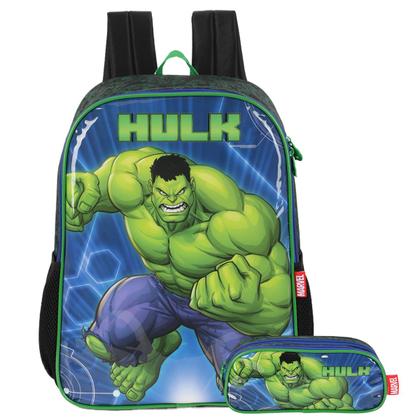 Imagem de Mochila Escolar De Alças Incrível Hulk + Estojo Duplo Marvel