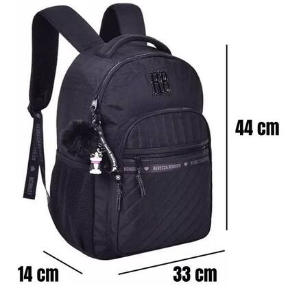 Imagem de Mochila Escolar de Costas Rebecca Bonbon Lançamento Oficial Preta RB24514