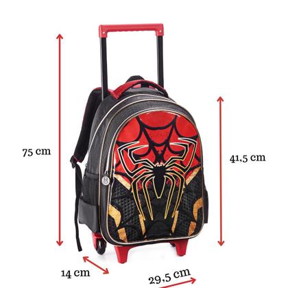 Imagem de Mochila Escolar De Rodinha Homem Aranha Infantil Para Menino Masculino Bolsa Spider Man