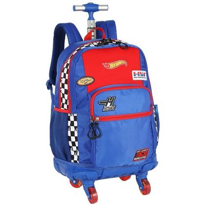 Imagem de Mochila Escolar de Rodinhas 360 HOT Wheels Azul Luxcel