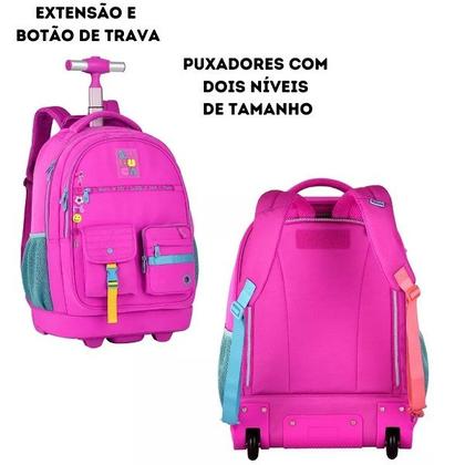 Imagem de Mochila Escolar de Rodinhas Luluca Clio STYLE LU24599 Rosa