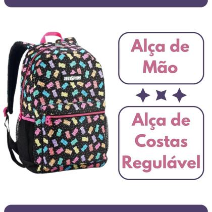 Imagem de Mochila Escolar Denlex com Bolso Frontal Lateral Resistente Volta as Aulas Faculdade Universidade
