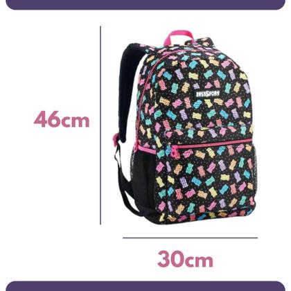 Imagem de Mochila Escolar Denlex com Bolso Frontal Lateral Resistente Volta as Aulas Faculdade Universidade