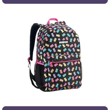 Imagem de Mochila Escolar Denlex com Bolso Frontal Lateral Resistente Volta as Aulas Faculdade Universidade