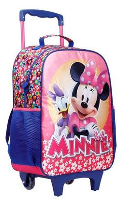 Imagem de Mochila Escolar Disney Minnie Meninas Rodinhas Rosa Grande
