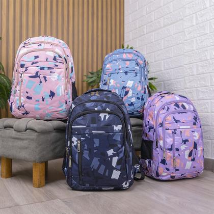 Mochila Escolar Ladyzone Camuflada - 44x30x15cm, Nylon, Alças Acolchoadas, Refletiva