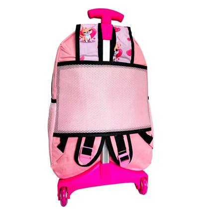 Imagem de Mochila Escolar Feminina De rodinhas Cachorrinho Rosa