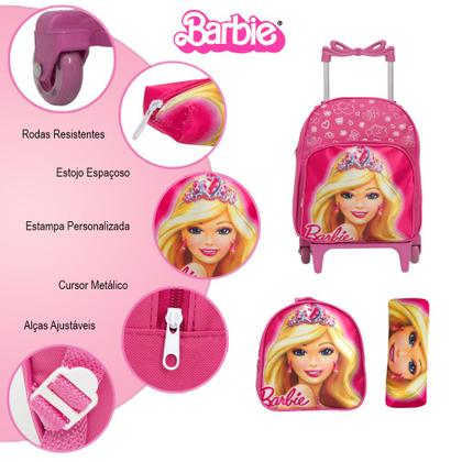 Imagem de Mochila Escolar Feminina Estampa Barbie Lancheira Infantil
