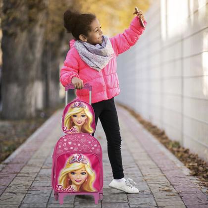 Imagem de Mochila Escolar Feminina Estampa Barbie Lancheira Infantil