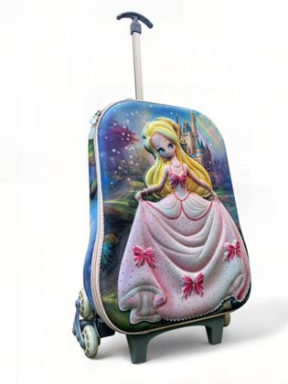 Imagem de Mochila Escolar Feminina Infantil de Rodinhas com Estojo e Lancheira Priscess