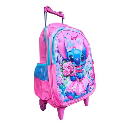 Imagem de Mochila Escolar Feminina Infantil Stitch em 3D com Rodinhas