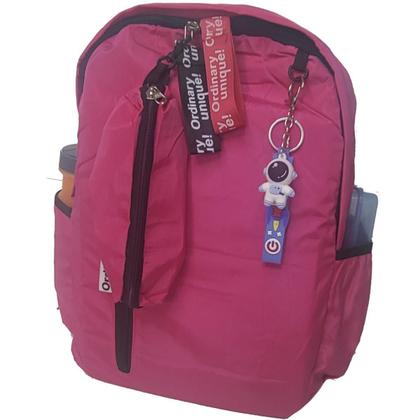 Imagem de Mochila Escolar Feminina Kit Estojo E Chaveiro Pink Zc8006