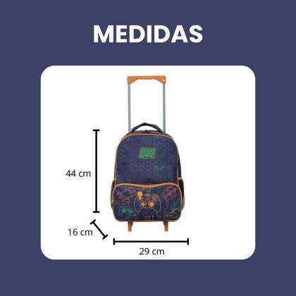 Imagem de Mochila Escolar Good Game C/ Rodinhas + Alça Reforçada + Alça de Costas em Poliéster - Good Dark - Yins Kids