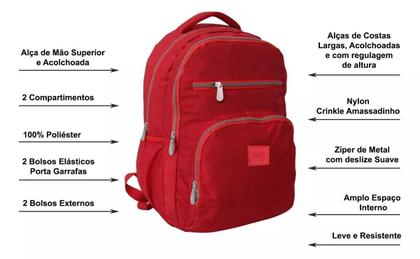 Imagem de Mochila Escolar Grande Em Naylon Tactel Reforçada Crinkle