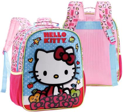 Imagem de Mochila Escolar Hello Kitty Bolsa Feminina Costas Grande 16L