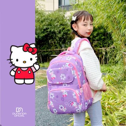 Imagem de Mochila Escolar Hello Kitty Infantil Feminina Reforçada Resistente Bolsa com Zíper e Alças Acolchoadas