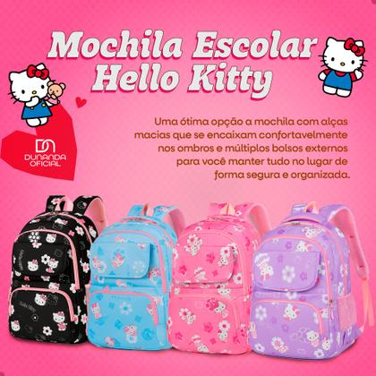 Imagem de Mochila Escolar Hello Kitty Infantil Feminina Reforçada Resistente Bolsa com Zíper e Alças Acolchoadas